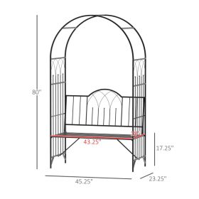 Metal Trellis Arbor Arch For Climbing Plants With Garden Bench, Grow Grapes & Vines, Patio Decor & 2-Person Outdoor Interlacing Decorative Seatin