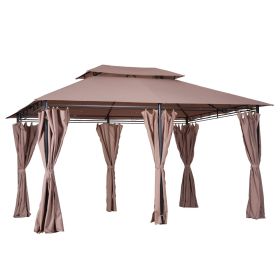 Gazebo 10x13 Khaki with Curtains Vented Roof and Steel Frame for Outdoor Use