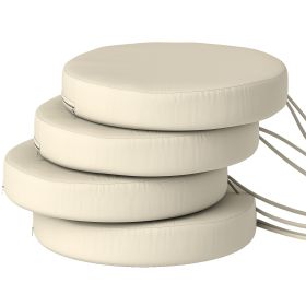 Patio Chair Cushions Set of 4 Round Seat Cushions for Dining Bistro Chairs Machine Washable, 15" x 15" x 3", Cream White
