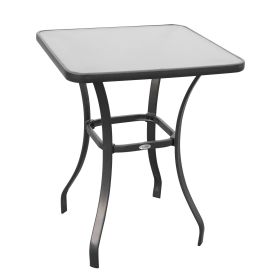 Square Bistro Table 33 Tempered Glass Top Outdoor Garden Dining Table