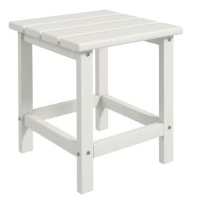 Adirondack Side Table, Square Patio End Table, Weather Resistant 15" Outdoor HDPE Table for Porch, Pool, Balcony, White