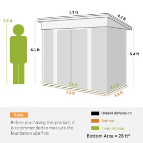 Metal Garden Shed, Backyard Tool Storage Shed With Dual Locking Doors, 2 Air Vents And Steel Frame, White (Option: white)