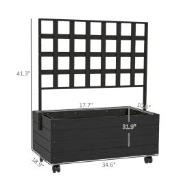Raised Garden Bed with Trellis and Wheels, Outdoor Planter Wooden Elevated Garden Bed for Garden, Patio, Balcony (Option: Black)